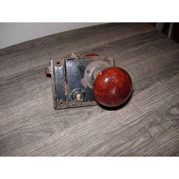 antique victorian brown swirl door knob - Picture 3 of 4